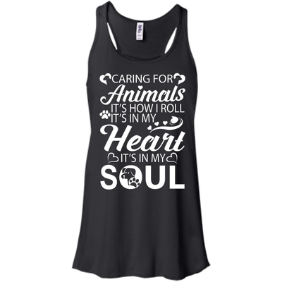 Caring For Animals Light-T-Shirt & Hoodie-Women's Flowy Racerback Tank-Black