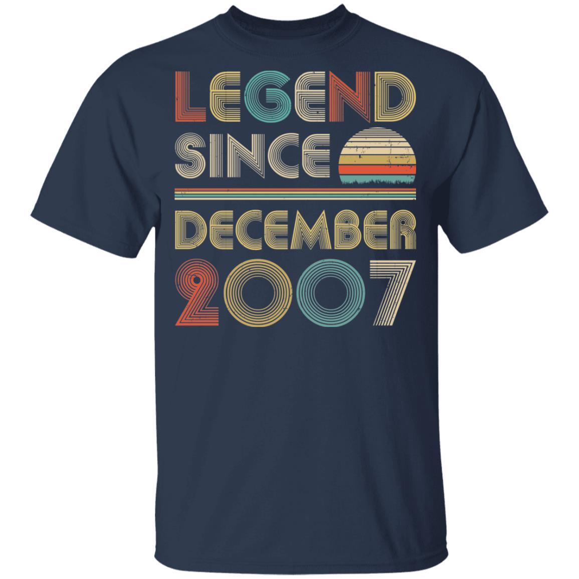 Legend Since December 2007 Vintage 14th Birthday Gifts Youth-Youth Shirt-Youth T-Shirt-Navy