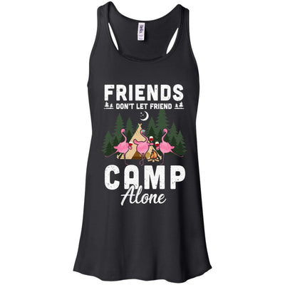 Friends Don't Let Friends Camp Alone Wine Camping Flamingo-T-Shirt & Tank Top-Women's Flowy Racerback Tank-Black