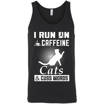 I Run On Caffeine Cats And Cuss Words-T-Shirt & Hoodie-Unisex Tank-Black