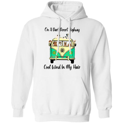 On A Dark Desert Highway Dog Feel Cool Wind In My Hair-T-Shirt & Tank Top-Pullover Hoodie-White