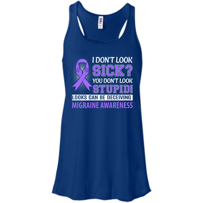 I Don't Look Sick Migraine Awareness-T-Shirt & Hoodie-Women's Flowy Racerback Tank-True Royal