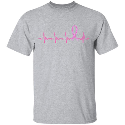 Breast Cancer Awareness Pink Ribbon Heartbeat-T-Shirt & Hoodie-Classic T-Shirt-Sport Grey