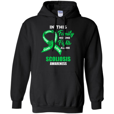 In This Family No One Fights Alone Scoliosis Awareness-T-Shirt & Hoodie-Pullover Hoodie-Black
