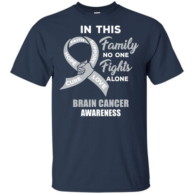 In This Family No One Fights Alone Brain Cancer-T-Shirt & Hoodie-Classic T-Shirt-Navy