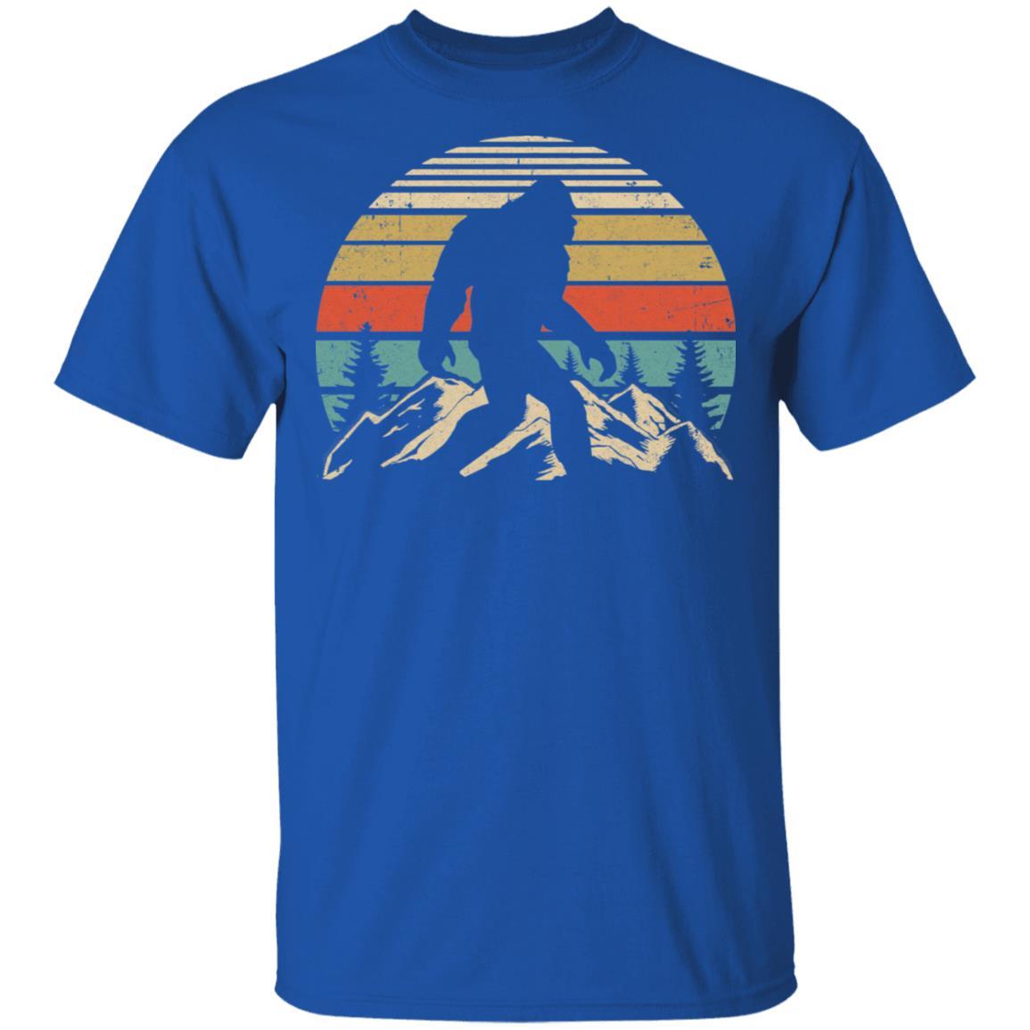 Vintage Bigfoot Silhouette Mountain Sun Believe-T-Shirt & Hoodie-Classic T-Shirt-Royal