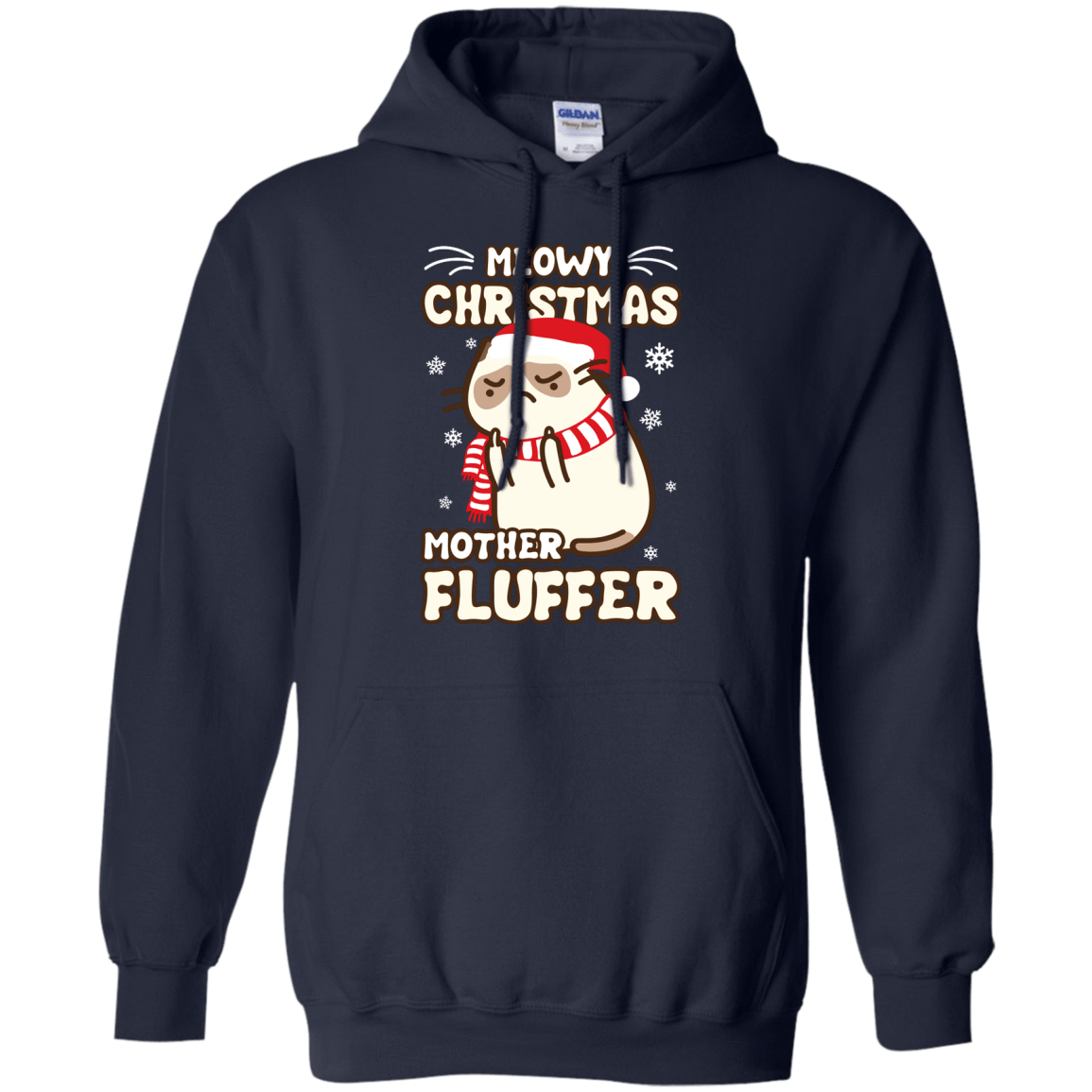 Meowy Christmas Mother Fluffer T Shirt-T-Shirt & Hoodie-Pullover Hoodie-Navy