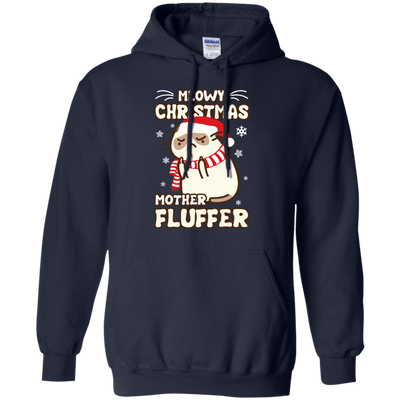 Meowy Christmas Mother Fluffer T Shirt-T-Shirt & Hoodie-Pullover Hoodie-Navy