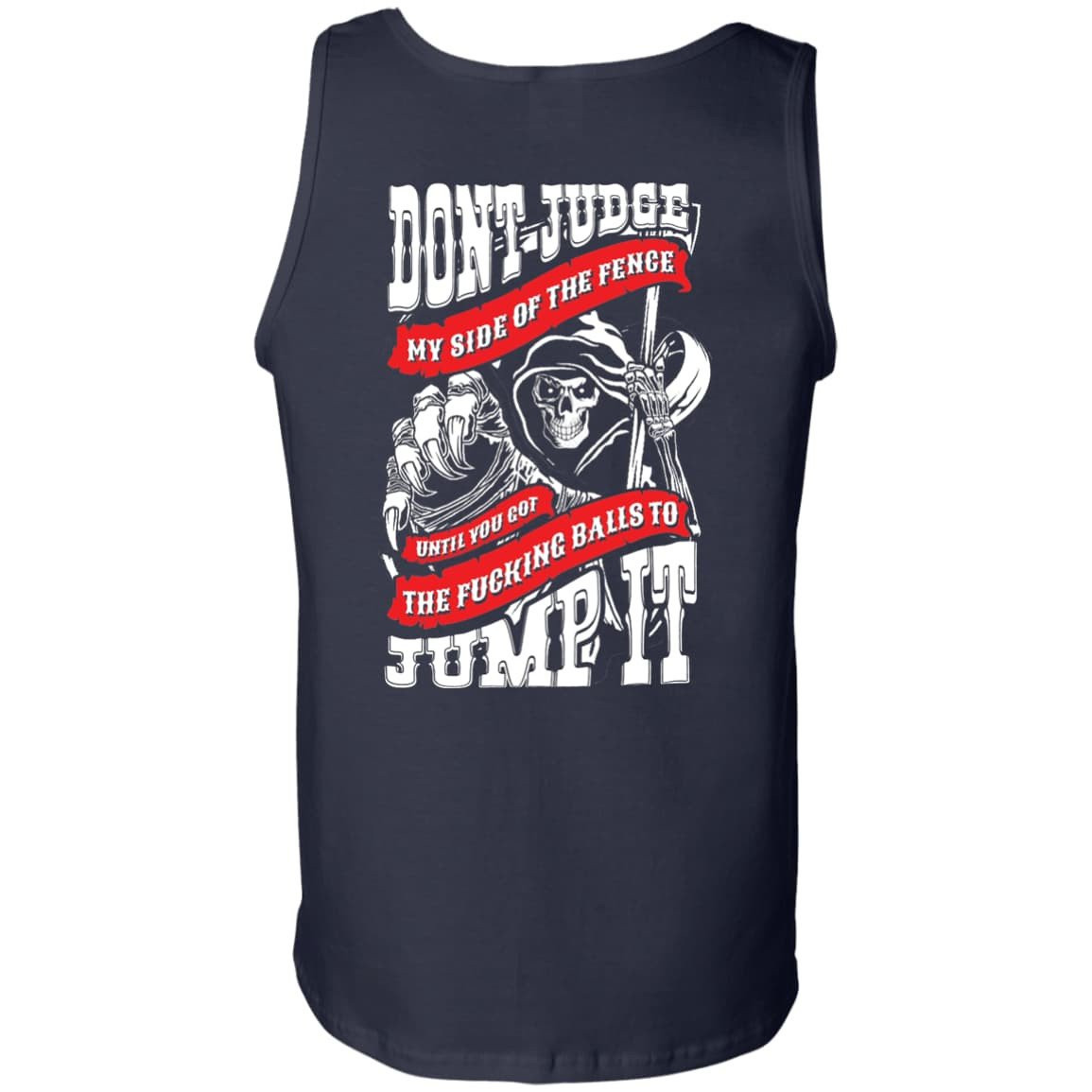 Don't Judge My Side Of The Fenge-T-Shirt & Hoodie-Unisex Tank-Navy