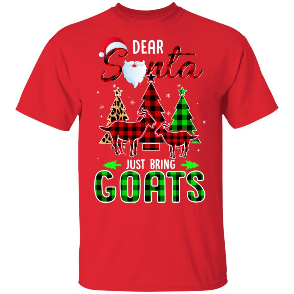 Dear Santa Just Bring Goats Christmas Gift Buffalo Plaid-T-Shirt & Sweatshirt-Classic T-Shirt-Red
