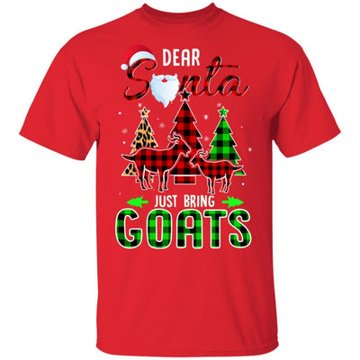 Dear Santa Just Bring Goats Christmas Gift Buffalo Plaid-T-Shirt & Sweatshirt-Classic T-Shirt-Red