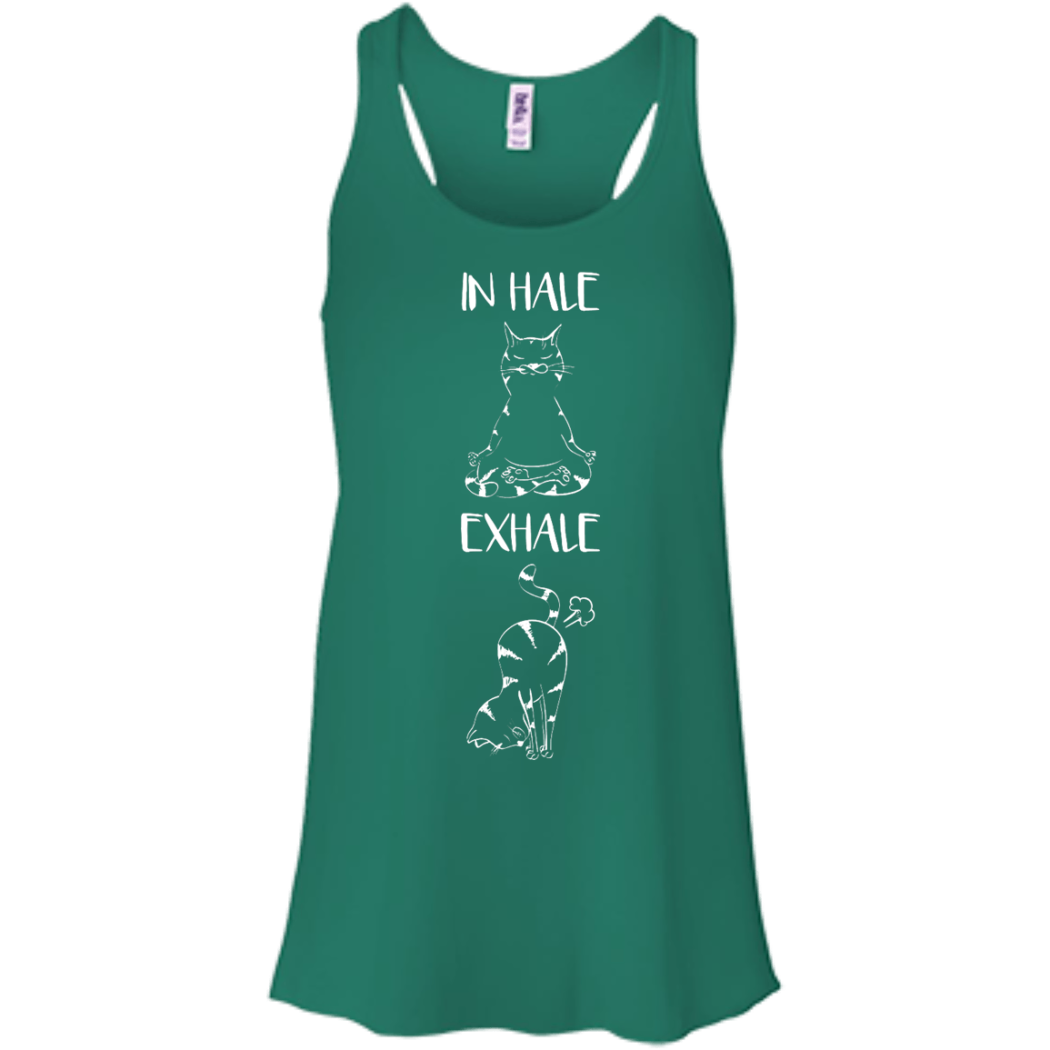 Yoga Cat Inhale Exhale-T-Shirt & Hoodie-Women's Flowy Racerback Tank-Kelly