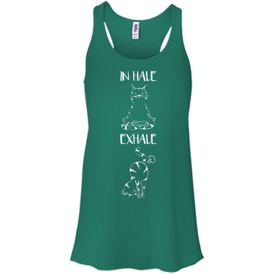 Yoga Cat Inhale Exhale-T-Shirt & Hoodie-Women's Flowy Racerback Tank-Kelly