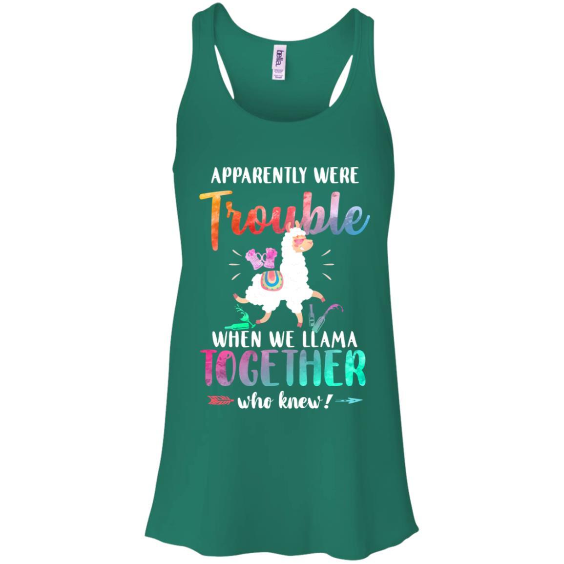 Apparently We're Trouble When We Are Together Llama-T-Shirt & Tank Top-Women's Flowy Racerback Tank-Kelly Green