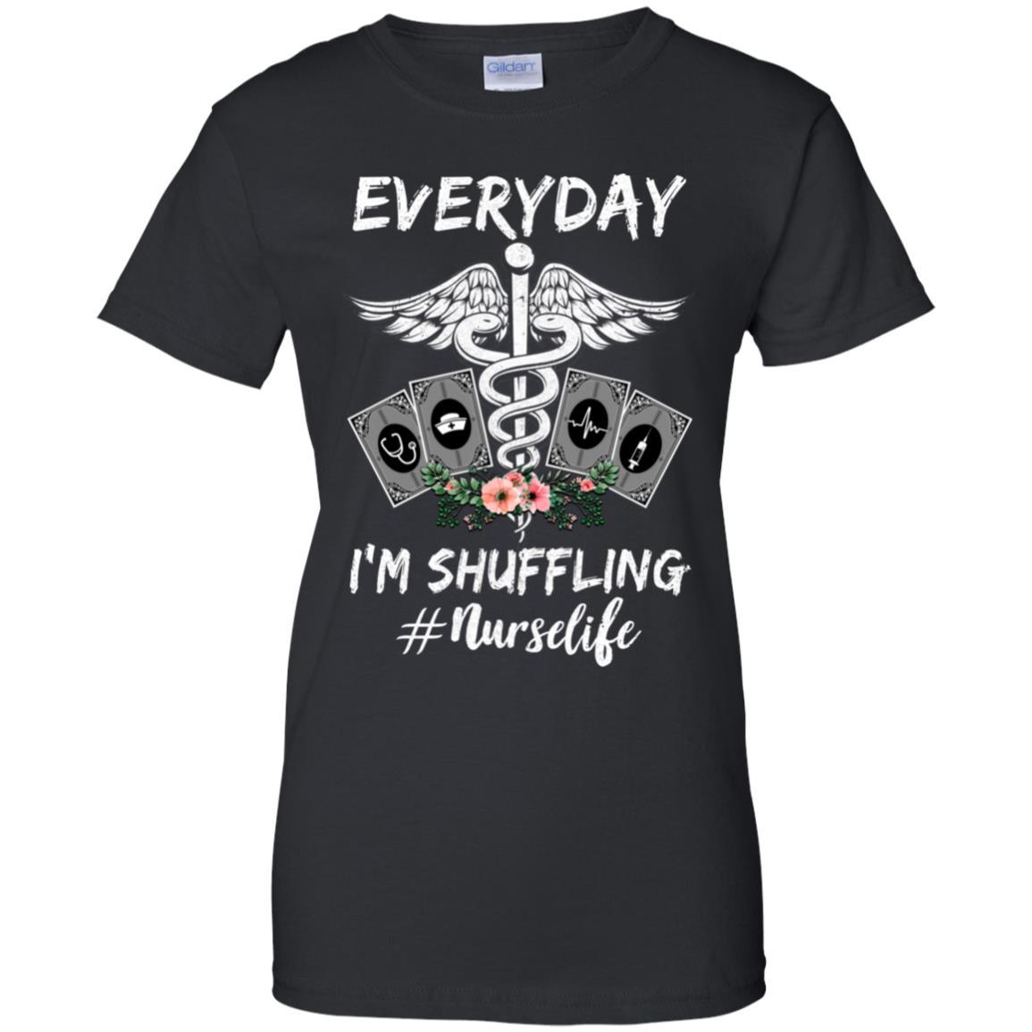 Everyday I'm Shuffling Funny Nurse-T-Shirt & Tank Top-Women's T-Shirt-Black