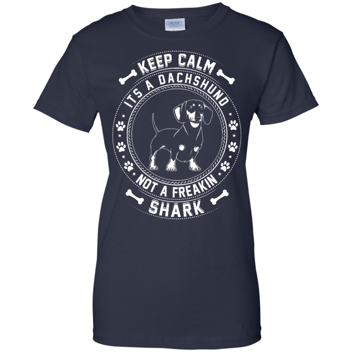 Keep Calm It's A Dachshund Not A Freaking Shark-T-Shirt & Hoodie-Women's T-Shirt-Navy