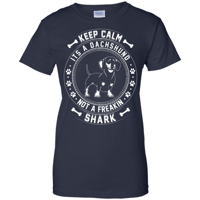 Keep Calm It's A Dachshund Not A Freaking Shark-T-Shirt & Hoodie-Women's T-Shirt-Navy