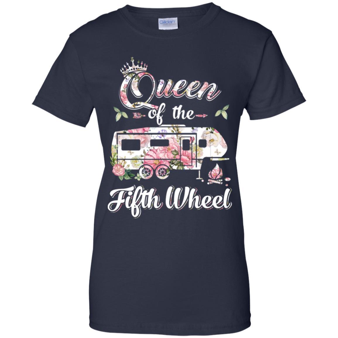 Queen Of The Fifth Wheel Funny Camping-T-Shirt & Hoodie-Women's T-Shirt-Navy