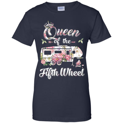 Queen Of The Fifth Wheel Funny Camping-T-Shirt & Hoodie-Women's T-Shirt-Navy