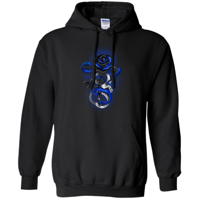 Rose tattoo Police Thin Blue Line-T-Shirt & Hoodie-Pullover Hoodie-Black