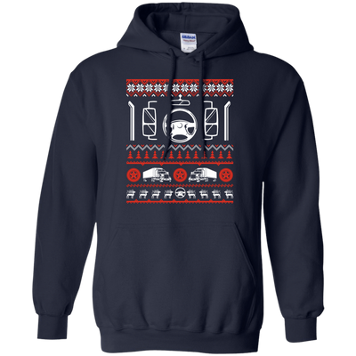 Trucker Christmas Sweater-T-Shirt & Hoodie-Pullover Hoodie-Navy