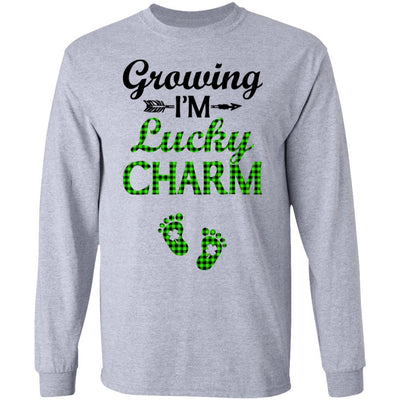 Pregnancy Announcement Gift Funny St Patricks Day Pregnant-T-Shirt & Hoodie-Long Sleeve T-Shirt-Sport Grey