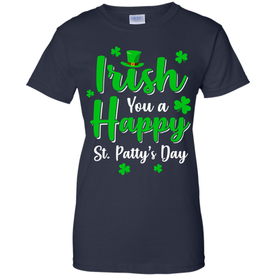 Irish You A Happy St. Patty's Day Saint Patricks Pun-T-Shirt & Hoodie-Women's T-Shirt-Navy