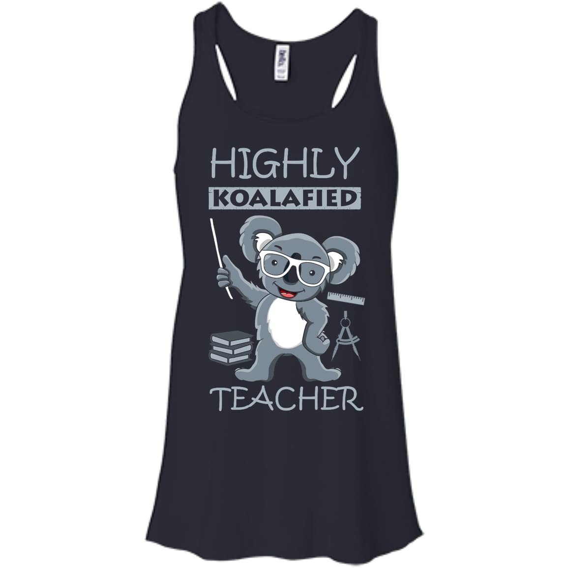 Highly Koalafied Teacher-T-Shirt & Hoodie-Women's Flowy Racerback Tank-Midnight