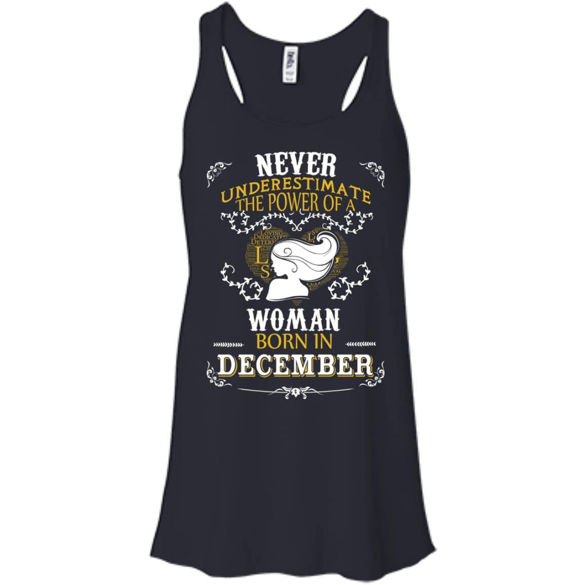 A Woman Born In DECEMBER-T-Shirt & Hoodie-Women's Flowy Racerback Tank-Midnight