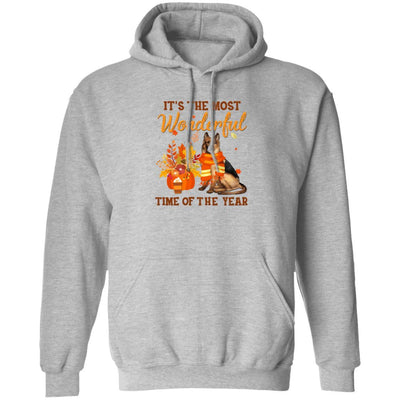 German Shepherd Autumn It's The Most Wonderful Time Of The Year-T-Shirt & Hoodie-Pullover Hoodie-Sport Grey