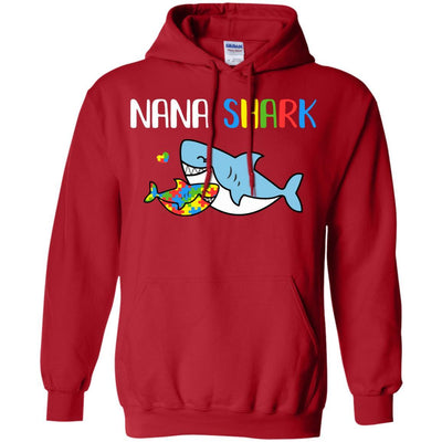 Nana Shark Support Autism Awareness For Grandchild-T-Shirt & Hoodie-Pullover Hoodie-Red