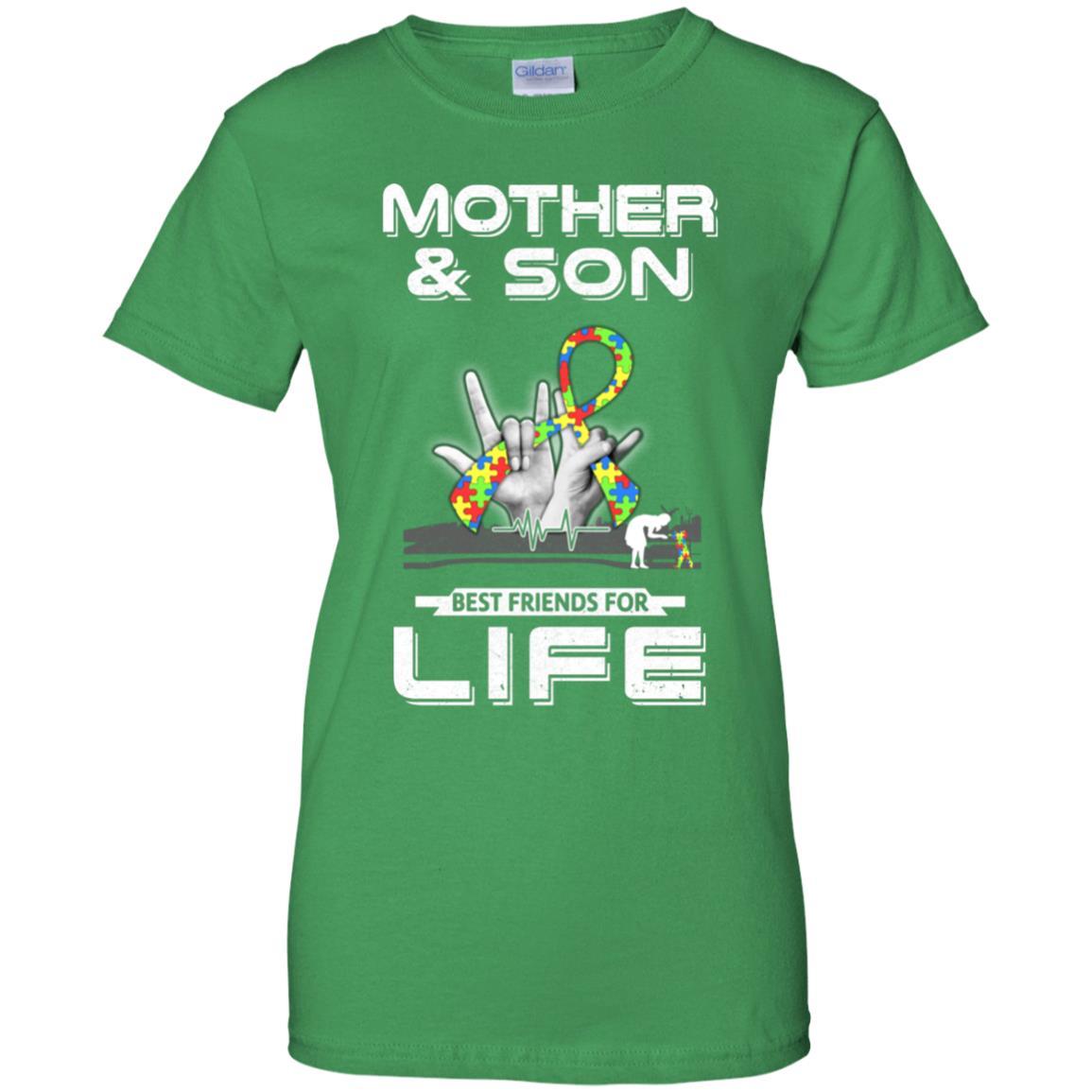 Mother And Son Best Friends For Life Autism Awareness-T-Shirt & Hoodie-Women's T-Shirt-Irish Green