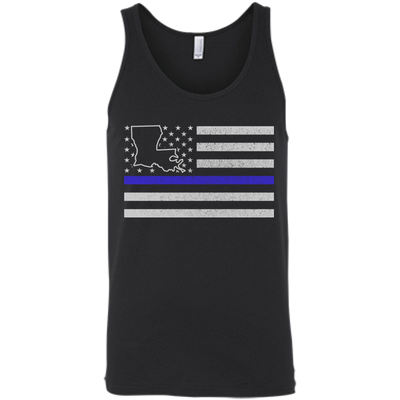 Louisiana Thin Blue Line Police State-T-Shirt & Hoodie-Unisex Tank-Black