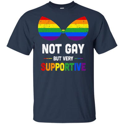 Not Gay But Very Supportive LGBT Straight Bra-T-Shirt & Hoodie-Classic T-Shirt-Navy