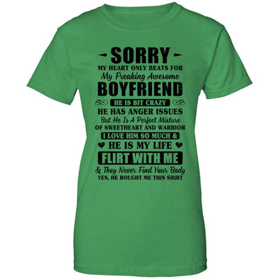 Sorry My Heart Only Beats For My Freaking Awesome Boyfriend-T-Shirt & Hoodie-Women's T-Shirt-Irish Green