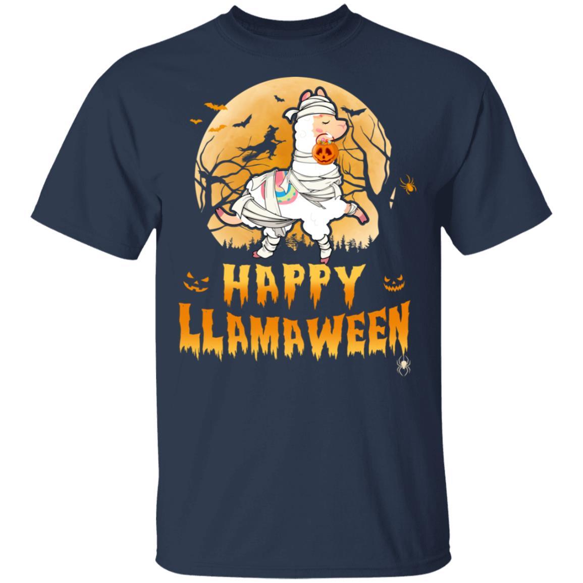 Happy Llamaween Funny Halloween Llama Costume Gift-T-Shirt & Hoodie-Classic T-Shirt-Navy