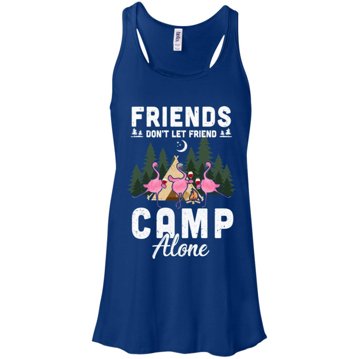 Friends Don't Let Friends Camp Alone Wine Camping Flamingo-T-Shirt & Tank Top-Women's Flowy Racerback Tank-True Royal