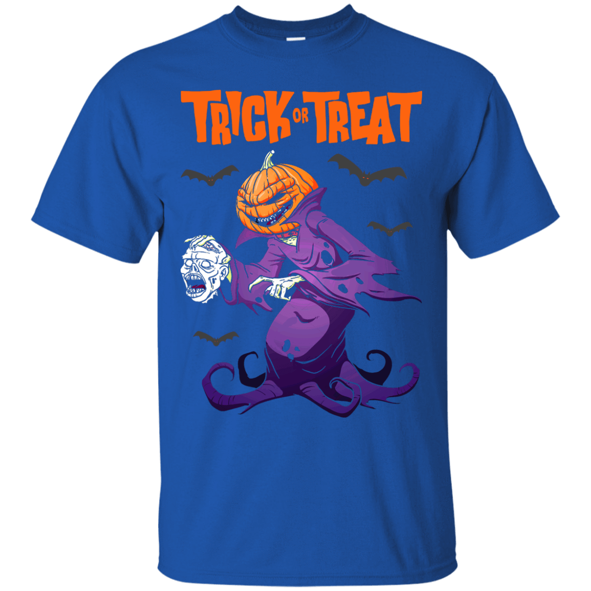 Trick Or Treat Pumpkin Zombie Halloween-T-Shirt & Hoodie-Classic T-Shirt-Royal