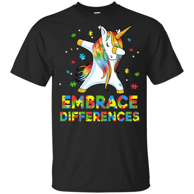 Dabbing Unicorn Autism Awareness Embrace Differences Youth-Youth Shirt-Youth T-Shirt-Black