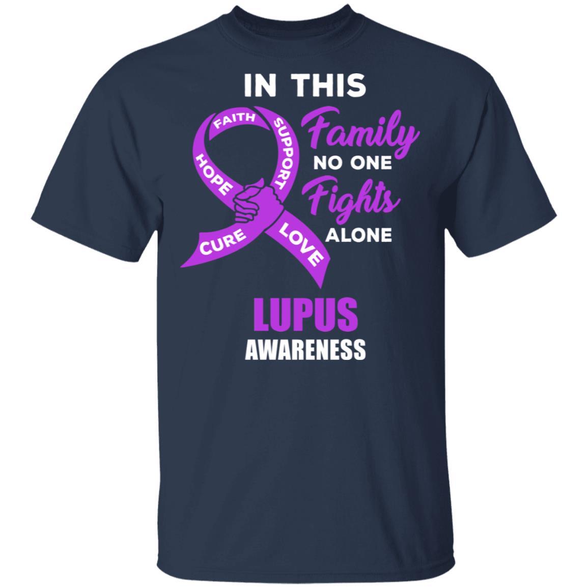In This School No One Fights Lupus Awareness Alone-T-Shirt & Hoodie-Classic T-Shirt-Navy
