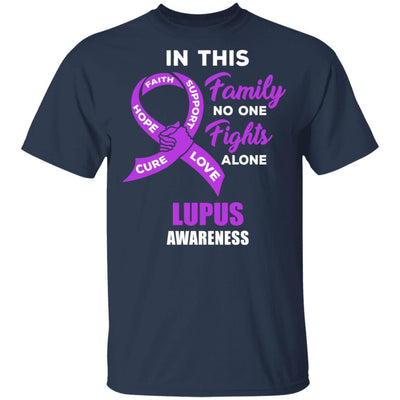 In This School No One Fights Lupus Awareness Alone-T-Shirt & Hoodie-Classic T-Shirt-Navy