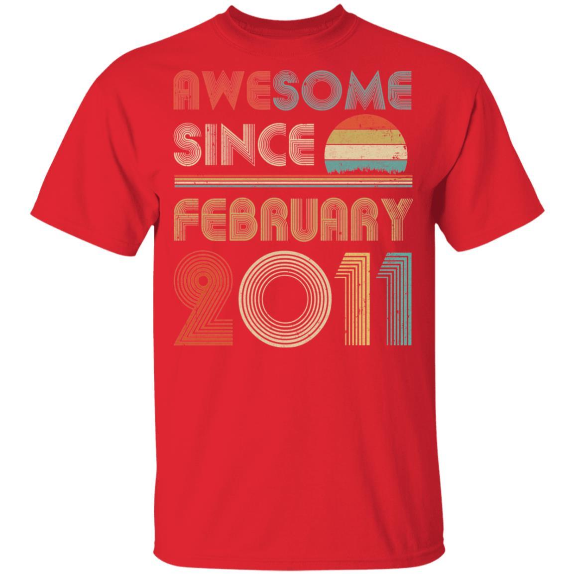Awesome Since February 2011 Vintage 10th Birthday Gifts Youth-Youth Shirt-Youth T-Shirt-Red