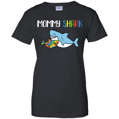 Mommy Shark Support Autism Awareness For Child-T-Shirt & Hoodie-Women's T-Shirt-Black