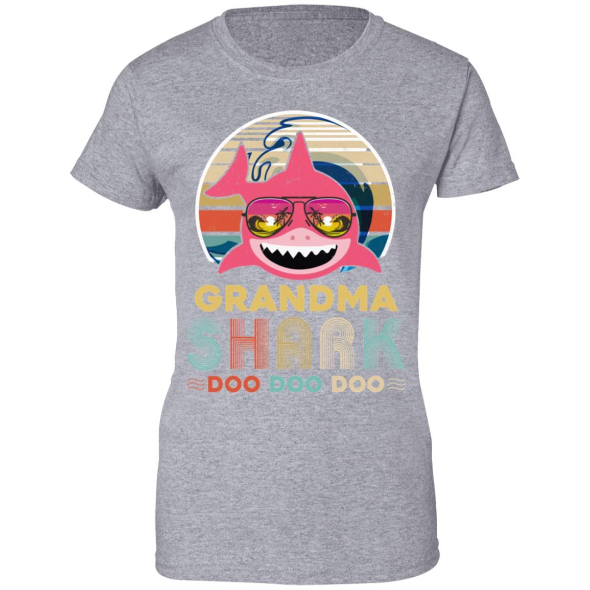 Retro Vintage Grandma Shark Doo Doo Doo-T-Shirt & Hoodie-Women's T-Shirt-Sport Grey