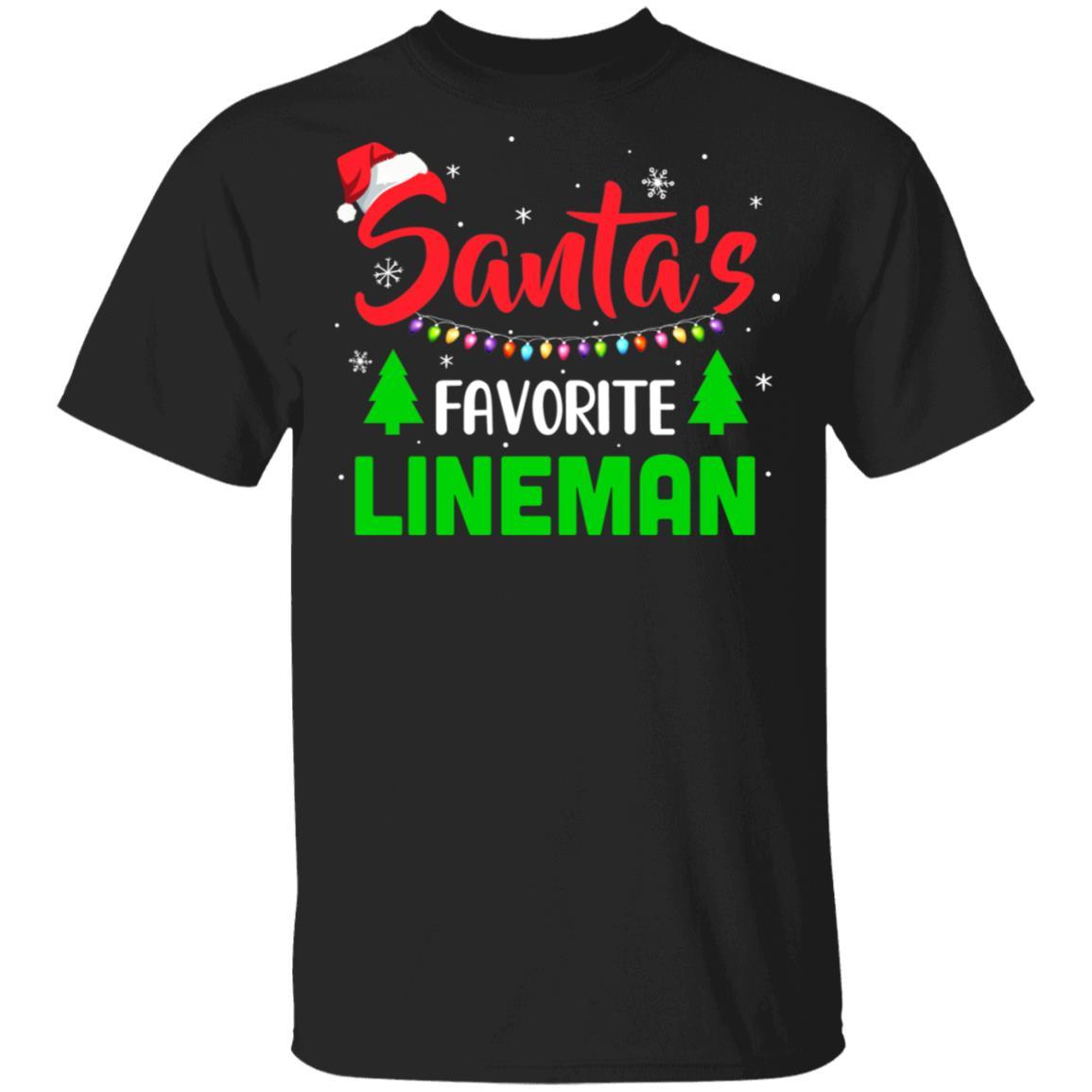 Santa's Favorite Lineman Funny Christmas Xmas Gifts-T-Shirt & Sweatshirt-Classic T-Shirt-Black