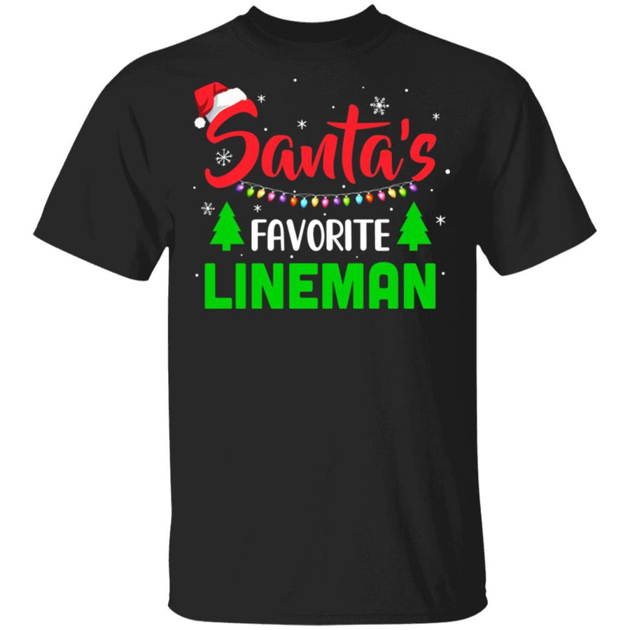 Santa's Favorite Lineman Funny Christmas Xmas Gifts-T-Shirt & Sweatshirt-Classic T-Shirt-Black