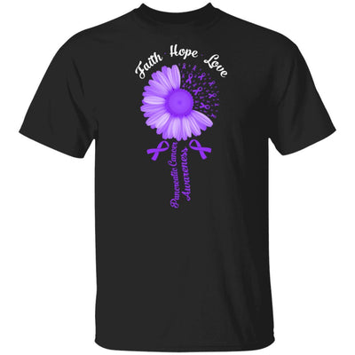 Faith Hope Love Purple Ribbon Pancreatic Cancer Awareness-T-Shirt & Hoodie-Classic T-Shirt-Black