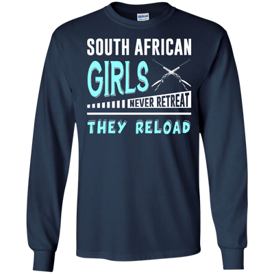 South African Girls Never Retreat They Reload-T-Shirt & Hoodie-Long Sleeve T-Shirt-Navy