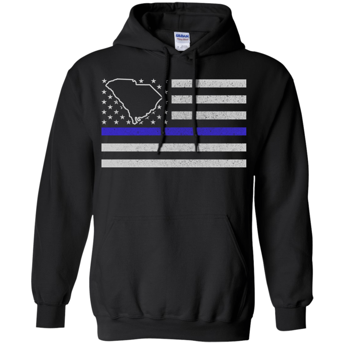 South Carolina Thin Blue Line Police State-T-Shirt & Hoodie-Pullover Hoodie-Black