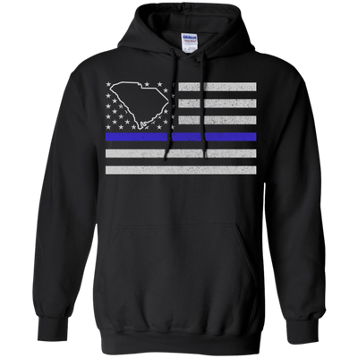 South Carolina Thin Blue Line Police State-T-Shirt & Hoodie-Pullover Hoodie-Black